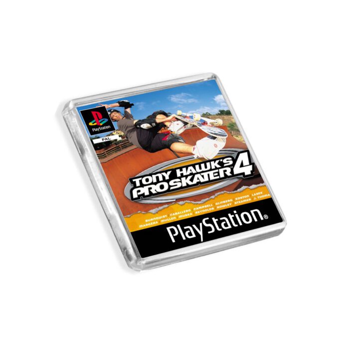 Plastic Tony Hawk Pro Skater 4 PS1 fridge magnet on a white background