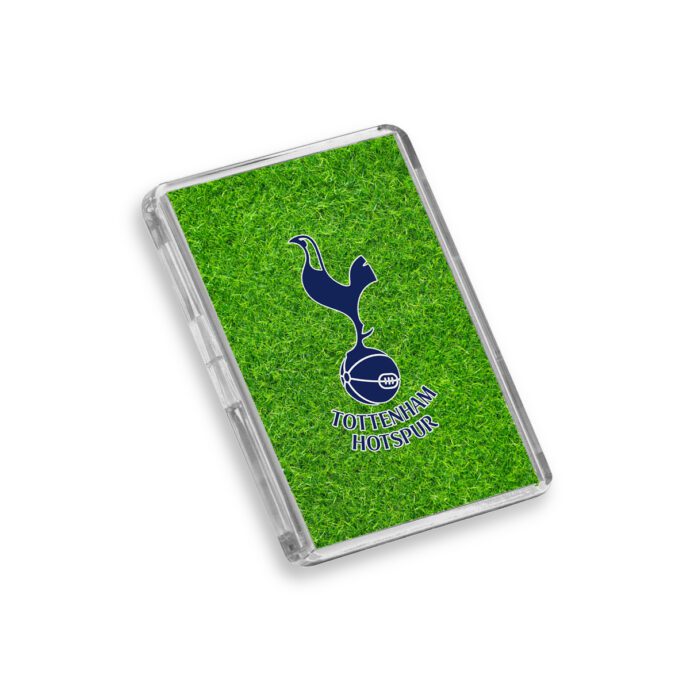 Plastic Tottenham fridge magnet on a white background