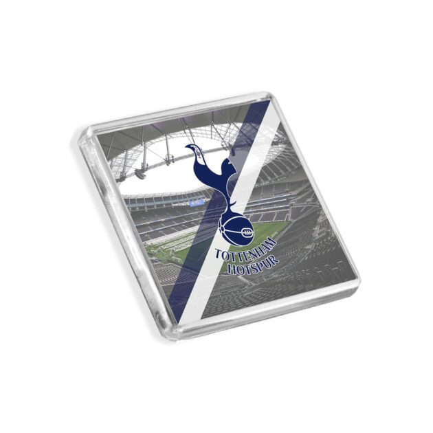 Plastic Tottenham fridge magnet on a white background