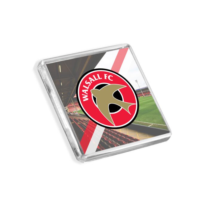 Plastic Walsall fridge magnet on a white background