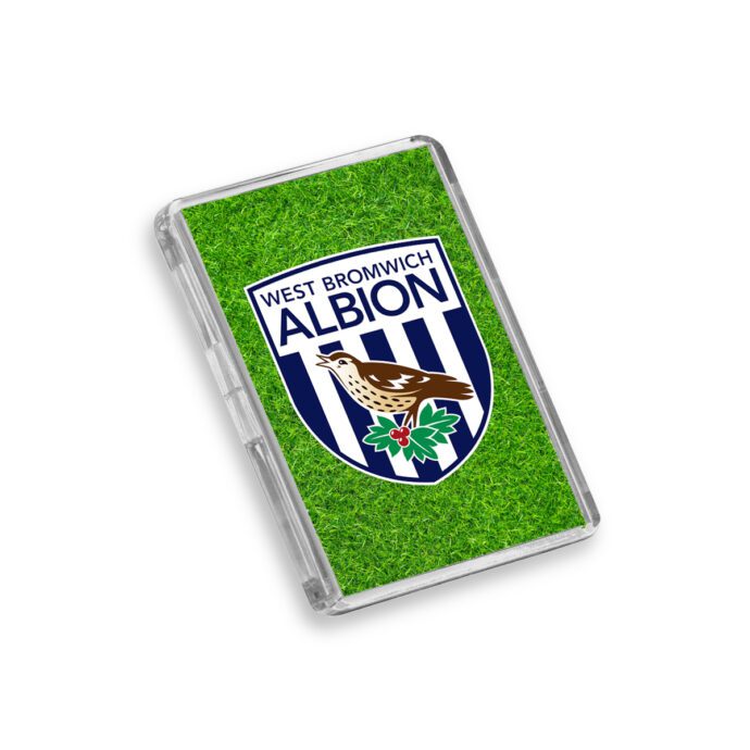 Plastic West Bromwich Albion fridge magnet on a white background