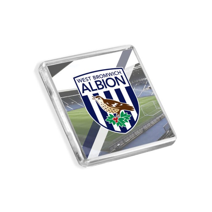 Plastic West Bromwich Albion fridge magnet on a white background