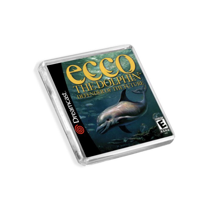 Plastic Dreamcast Ecco Defender of the Future fridge magnet on a white background