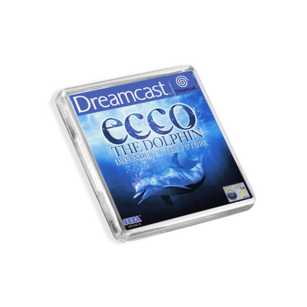 Plastic Dreamcast Ecco Defender of the Future fridge magnet on a white background