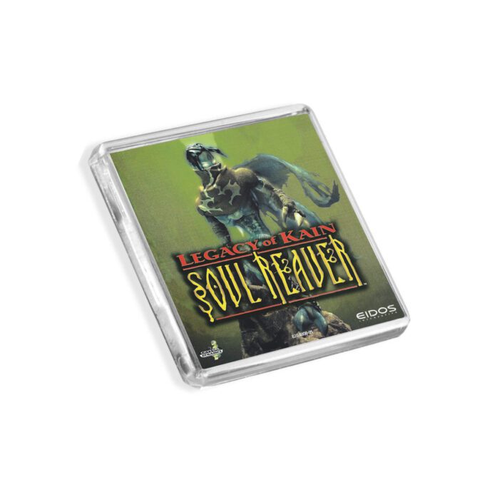 Plastic Dreamcast Legacy of Kain Soul Reaver fridge magnet on a white background